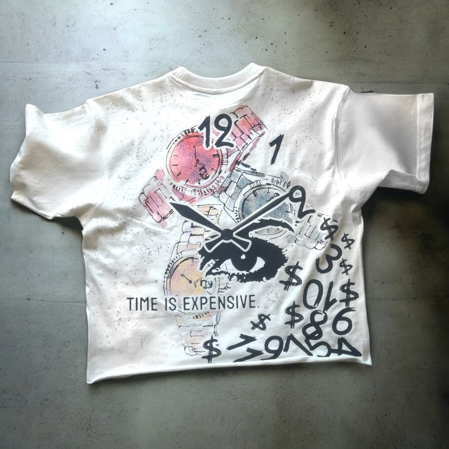 Expensive paradise: “time is expensive” cropped tee COLOR: white