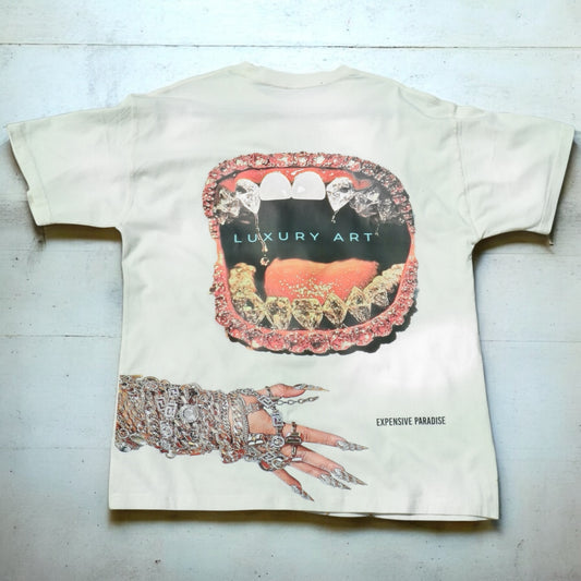 Expensive paradise: “luxury is Art” color: white