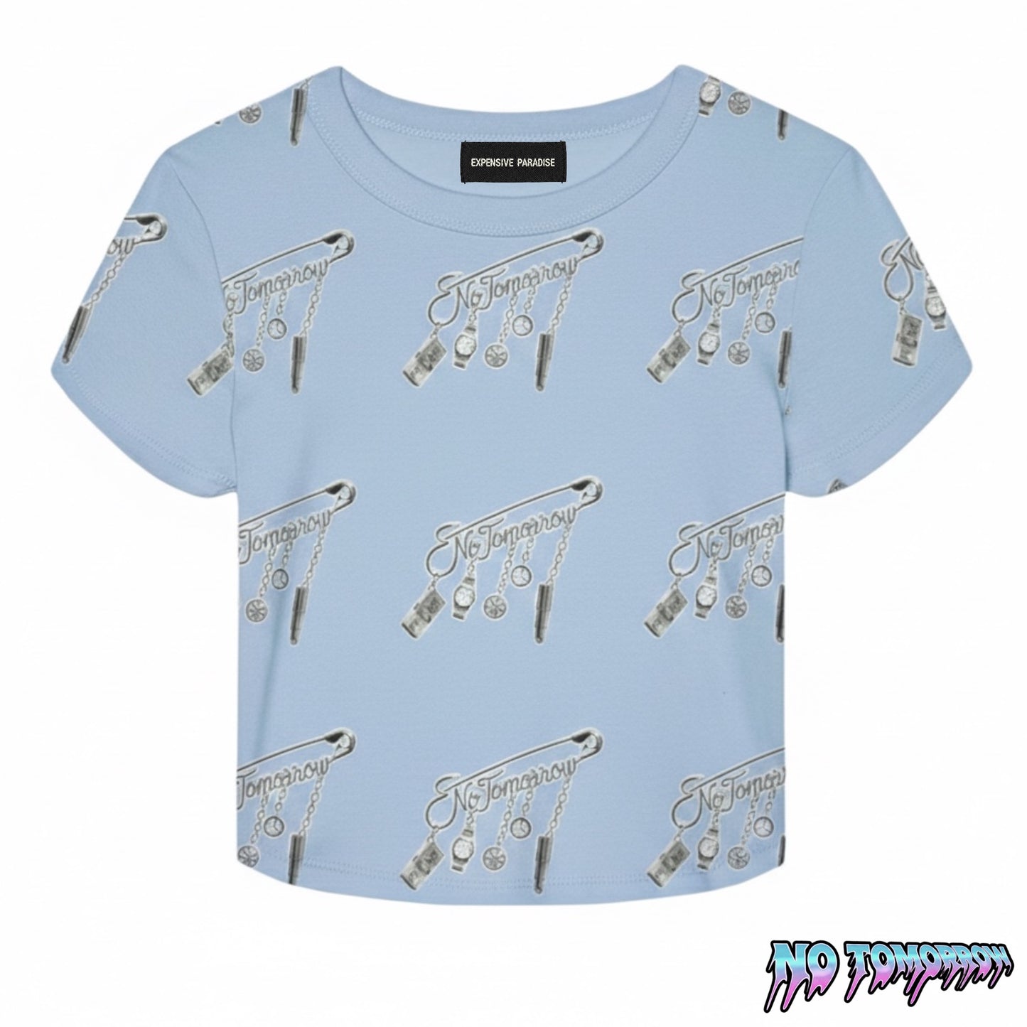 EXPENSIVE PARADISE- NO TOMORROW: Safety Pin Micro Rib Baby Tee