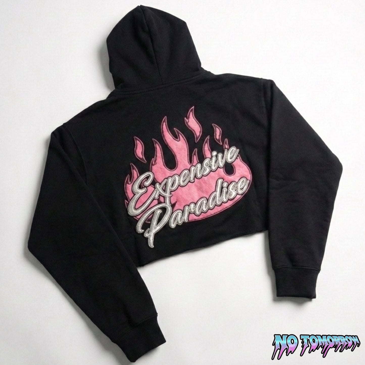 "Expensive Paradise" Flames Women’s Cropped Zip-Up | No Tomorrow