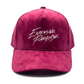 The "Expensive Paradise" Signature Suede Snapback Cap/ burgundy faux-suede