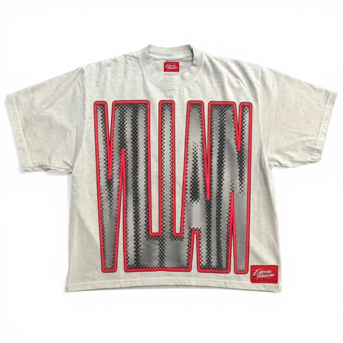 EXPENSIVE PARADISE: “VILLAIN ERA” HEAVYWEIGHT PIGMENT TEE COLOR: CEMENT