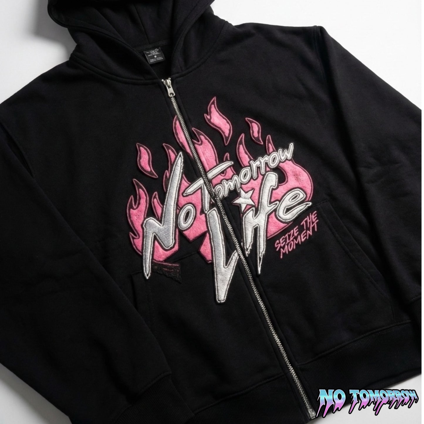 "Expensive Paradise" Flames Women’s Cropped Zip-Up | No Tomorrow