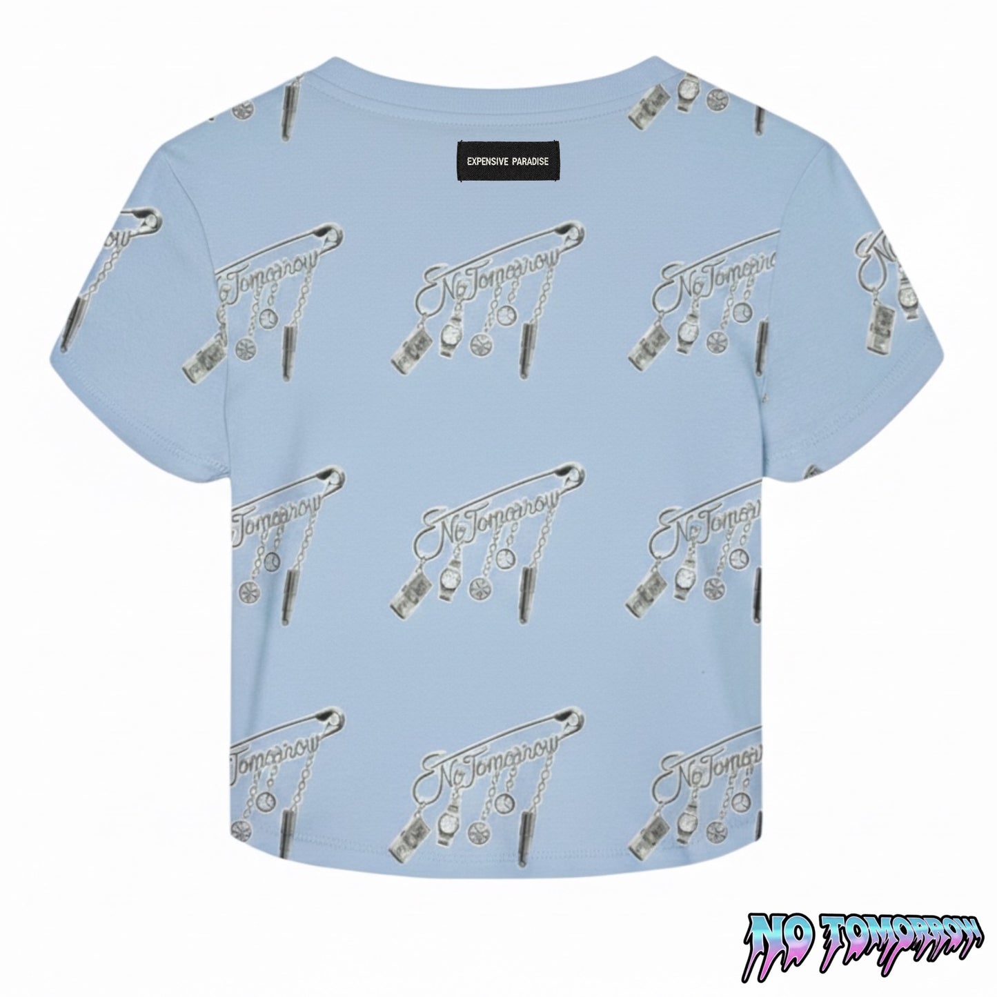 EXPENSIVE PARADISE- NO TOMORROW: Safety Pin Micro Rib Baby Tee