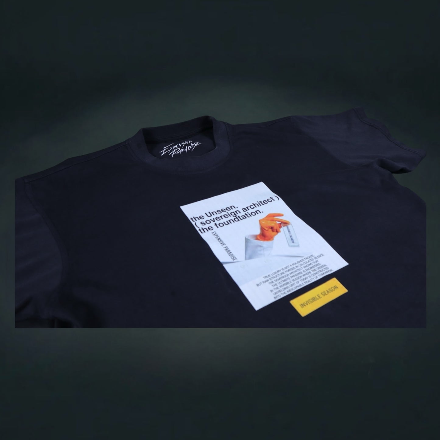 Expensive Paradise Unseen Foundation Tee front view on model