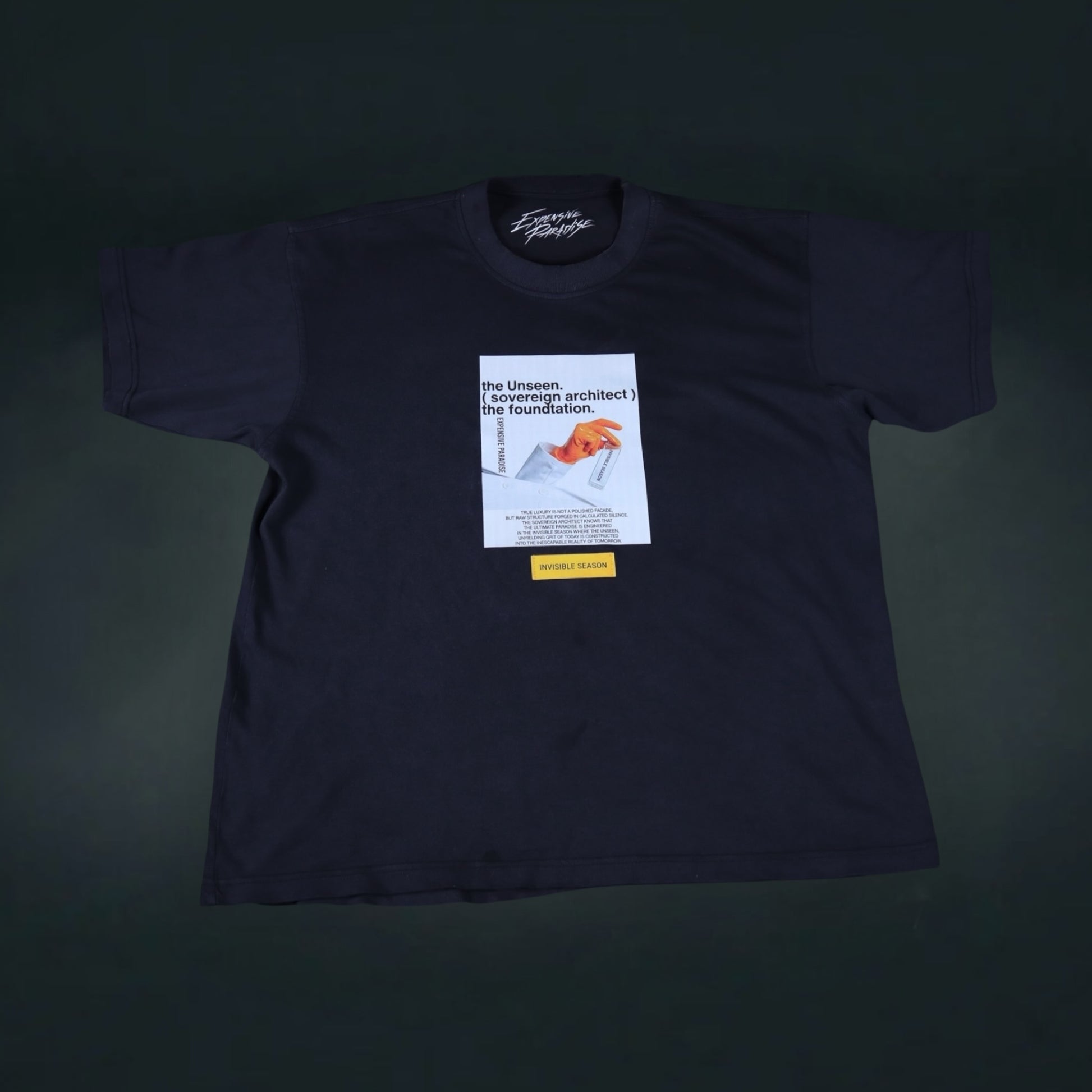Expensive Paradise Unseen Foundation Tee flat lay with graphic print