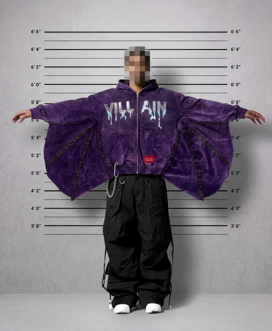 Expensive Paradise: “Villain” Zip up / Color: CLOUD PURPLE / Vintage Wash / detachable wings