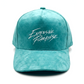 THE "EXPENSIVE PARADISE" SIGNATURE SUEDE SNAPBACK CAP/ TEAL FAUX-SUEDE